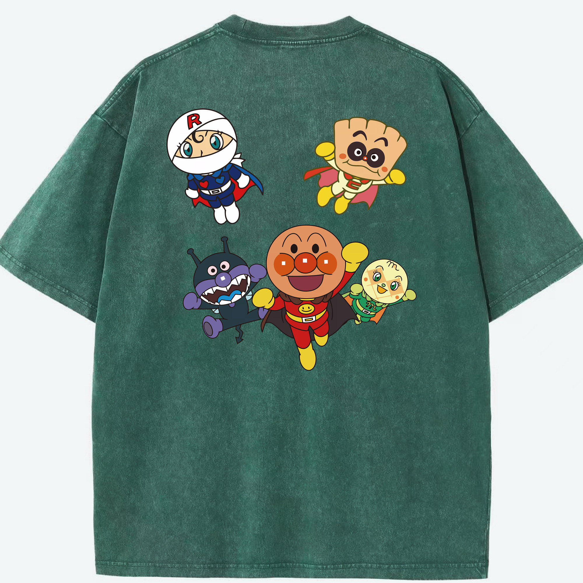 （画像用） アンパンマン Anpanman 綿100% ヴィンテージ風 半袖Tシャツ（背面プリント）